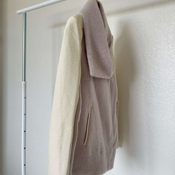 Cream leather & lavender cotton leaver jacket - Picture 4 of 13